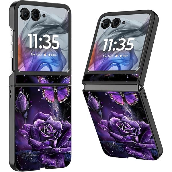 wonima11 Case for Motorola Razr 2025/2024,Thin Slim Fit Hard PC Anti-Scratch Protective Shookproof Phone Cover for Moto Razr 50-Purple Rose Butterfly