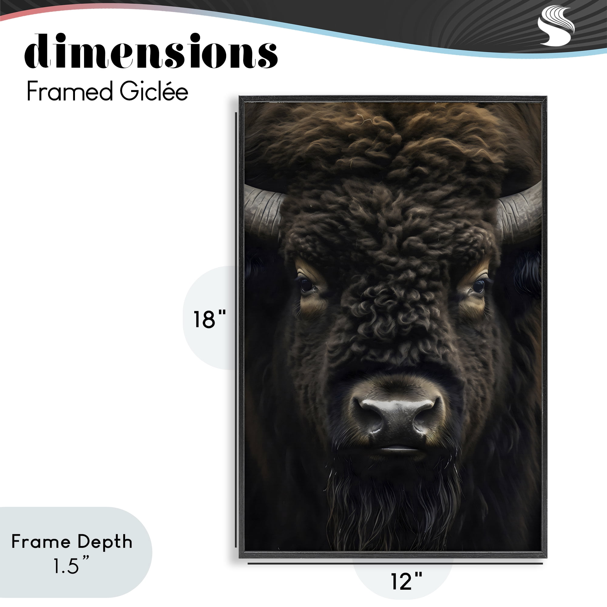 Stupell Industries Bison Portrait Close Up Black Framed Giclee Art, design by Creative Studio