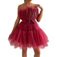 thumbnail image 4 of Robe en Tulle Sans Manches pour Femmes 2023 Robe Courte en Maille Unie Princesse Robe de Soirée Sans Couture, 4 of 5