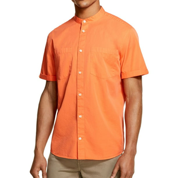 DKNY - Mens Medium Twill Woven Banded Collar Shirt M - Walmart.com ...