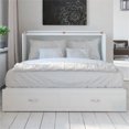 thumbnail image 4 of Home Square Ensemble de 2 Lits Escamotables Grand avec Coffre et Table d'Appoint, Blanc, 4 of 20
