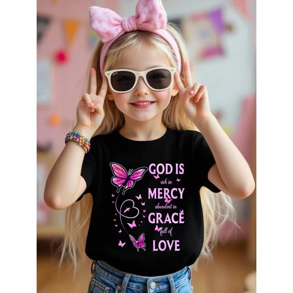 100% Cotton God Is Full Of Grace, Mercy, And Love Kid T-Shirt Graphic T-shirts for boys and girls