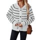thumbnail image 2 of Suéteres Tipo Cárdigan A Rayas para Mujer, Ropa de Otoño, Blusas de Larga Informales A con Botones. Gris y L, 2 of 10
