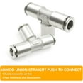 thumbnail image 4 of 6mm Union Tee Push to connect fittings Stainless Steel Quick Connect Fittings,6mm x 6mm x 6mm 3 Way Tee Shaped Tube Fittings Push Connectors Air Line Fittings 2pack, 4 of 5