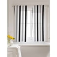 thumbnail image 3 of Black Gray Striped Curtains 45 Inch Length, Sheer Curtains for Bedroom Living Room Window Farmhouse Stripe Art Rod Pocket Voile Drapes Kitchen Curtains Small Half Window 42"x45" 2 Panels, 3 of 6