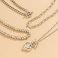 thumbnail image 6 of Women's multi-layered necklace, fade-resistant chunky chain necklace, women's paperclip chain necklace, vintage pendant heart-shaped pendant necklace, necklace set, 6 of 6