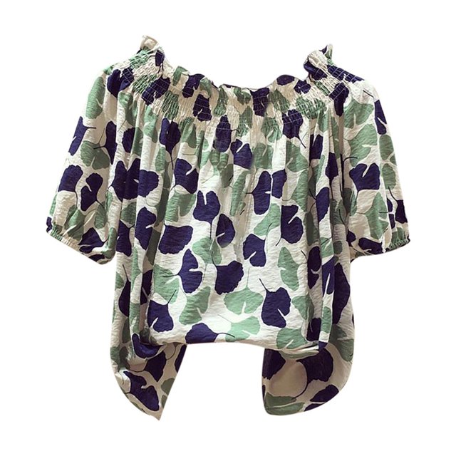 Kcodviy Hauts à Manches Courtes Chemises Boutonnées Amples pour Femmes Blouse en Lin Imprimée en Chiffon pour Femmes Blouse Décontractée pour Femmes
