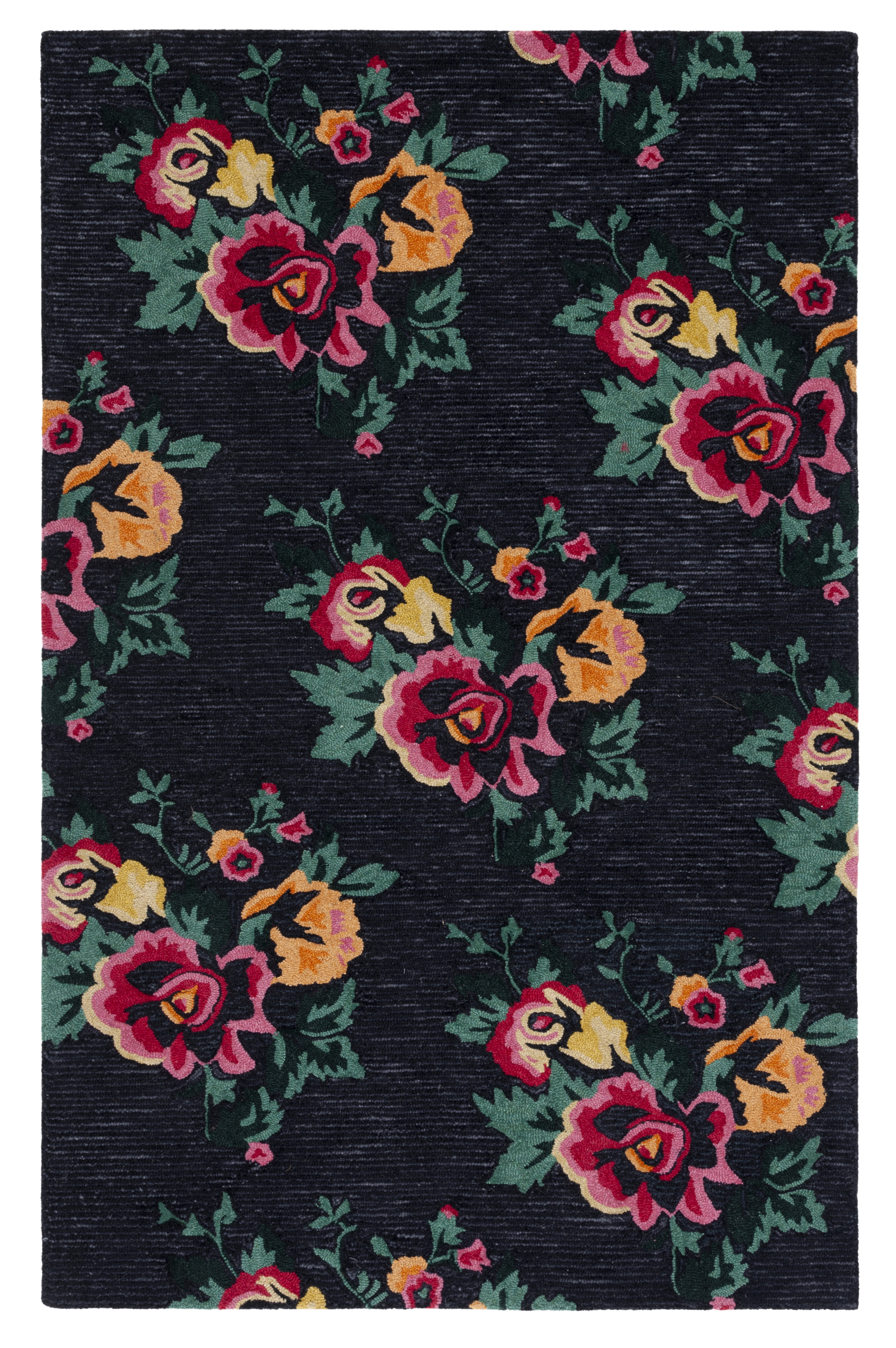 Safavieh Jardin Rumen Floral Wool Area Rug, Black/Pink, 4' x 6'