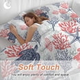 thumbnail image 4 of 3 Piece Blue Red Coastal Duvet Cover Set Full Size,Microfiber Comforter/Quilt Cover with Corner Ties and 2 Pillowcases,Sea Turtle Nautical Coral Summer Beach All Season Bedding with Zipper Closure, 4 of 8