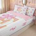 thumbnail image 3 of meiyoeat Girly Bow Alphabet E Zipper Full Size Comforter Sets with Fitted Sheet and 2 Pillowcases for Kids Girls, Fashion Letter Zipper Bedding Set, Pink Golden, Pink Reversible, 4pcs, 3 of 6
