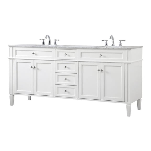 72 inch double bathroom vanity in white