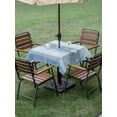 thumbnail image 4 of Outdoor Tablecloths with Umbrella Hole & Zipper, Coastal Blue Striped 54x54 Inch Square Tablecloths, Ocean Sea Summer Starfish Coral Shells Waterproof Table Cloth, Patio/Pool/Picnic Table Covers, 4 of 8