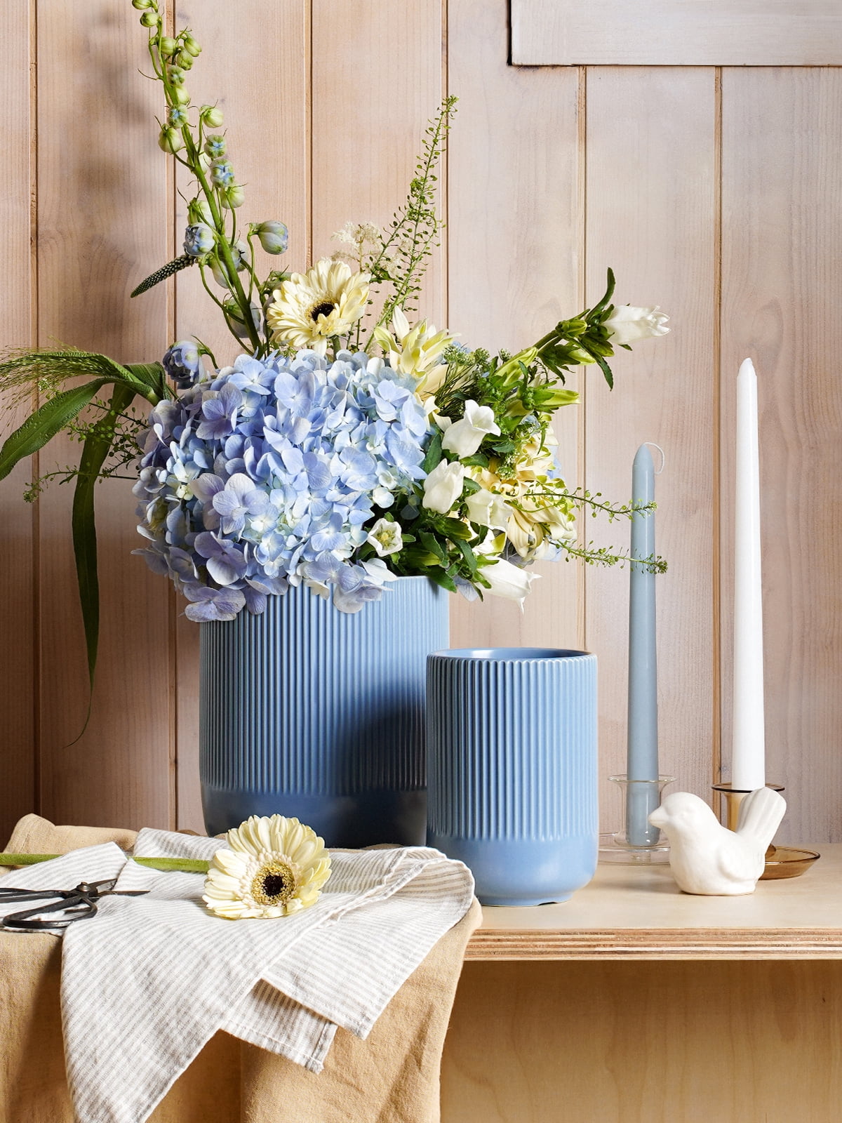 LE TAUCI 2-Pack Utensil Holders, 7.3"+5.4" Ceramic Crocks for Kitchen Storage, Dusty Blue Kitchen Utensil Holders