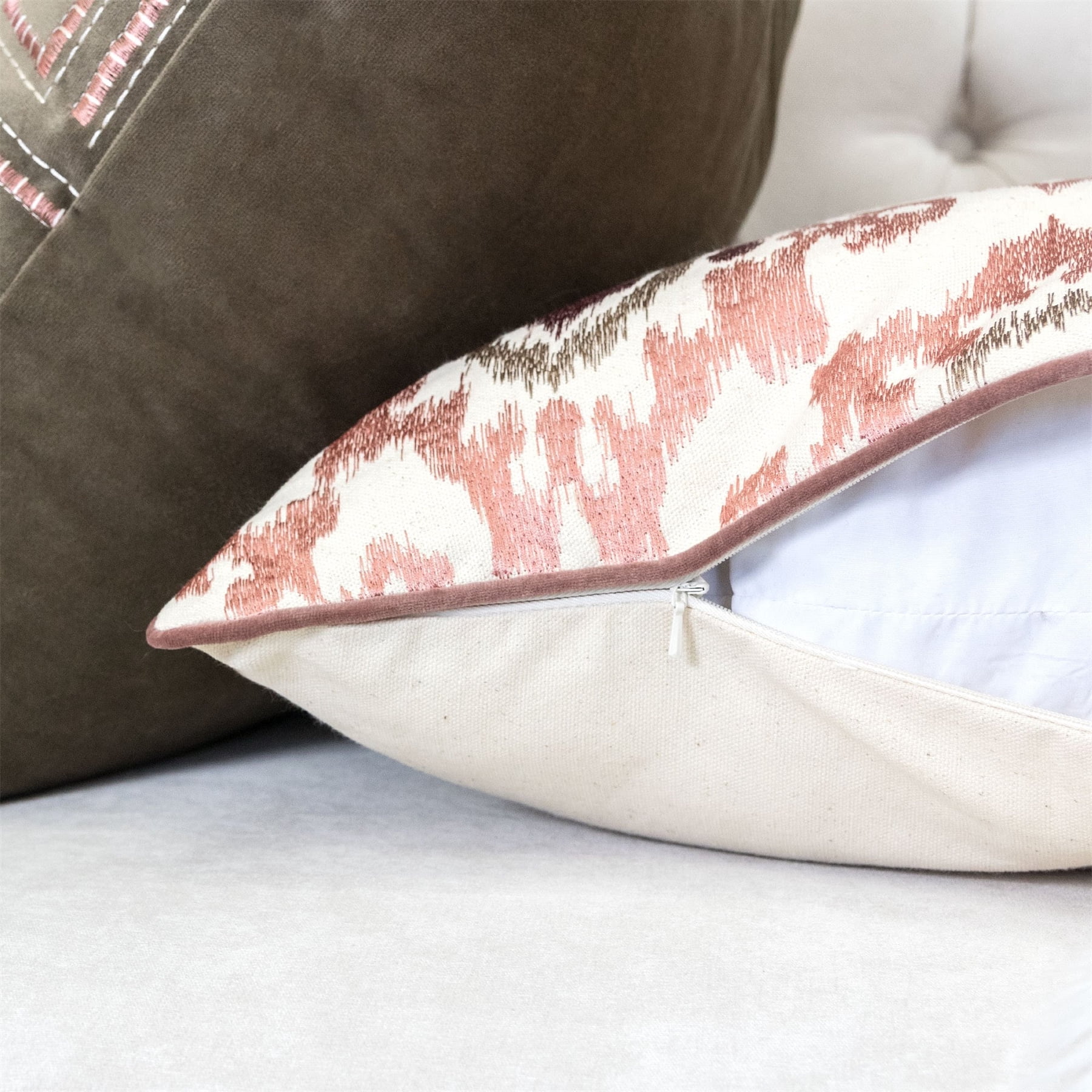 Rayana Peach Graphic Polyester 20 in. x 20 in. Throw Pillow