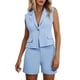 thumbnail image 1 of Conjunto de falda y chaqueta para mujer con cuello en V y bolsillos: elegante para primavera-verano, informal/trabajo, lavable a mano/a máquina (S-XXL), 1 of 8