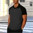 thumbnail image 5 of Men's Polo Henley Shirt Spring Fall Color Block Slim Fit Short Sleeve T Shirts Button Up Tees Dark Gray, 5 of 5