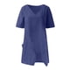 thumbnail image 5 of Fnochy - Camisetas de verano para mujer, de algodón, de color liso, informales, de cuello redondo, manga 3/4, holgadas, básicas y bonitas, 5 of 7