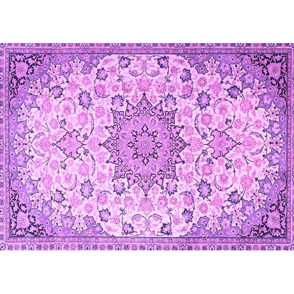 Ahgly Company Indoor Rectangle Medallion Purple Traditional Area Rugs, 8' x 12'