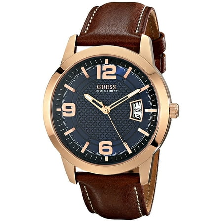 GUESS Contemporary Rose Gold-Tone Leather Mens Watch U0494G2