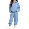 thumbnail image 2 of BRGZLK Boys Girls Hoodie Sweatsuit Set Trendy Solid Color Long Sleeve Half Zip Pullover Sweatshirt and Sweatpants Comfort Warm Tracksuit Fall Winter Clothes for Daily Wear 2026 Blue 9-10 Years, 2 of 7