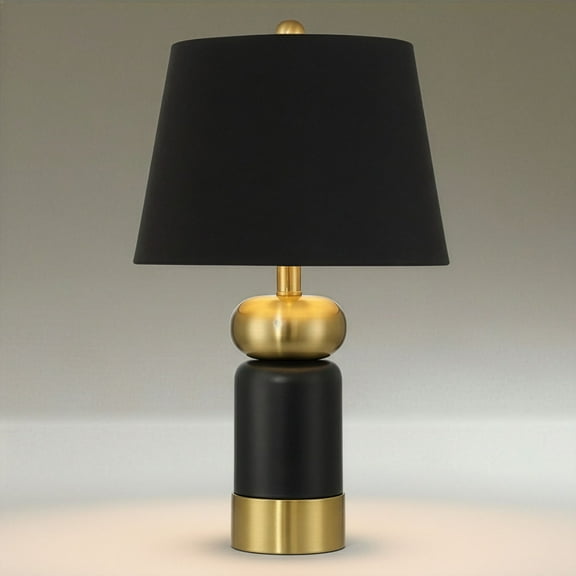 360 Lighting Anthem 21 3/4" High Small Modern Accent Table Lamp Black Brass Finish Metal Single Black Shade Living Room Bedroom