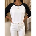 thumbnail image 5 of Gynyvoja Long Sleeve Shirts for Women Color Block Raglan Tops Casual Crewneck Basic Tees Fall Fashion Black XL, 5 of 6