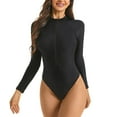 thumbnail image 4 of Hvot&aat Women's Solid Color One Piece Swimsuits Long Sleeve Zipper Surfing Bathing Suit Hollowed Out Back Swimwear, 4 of 7