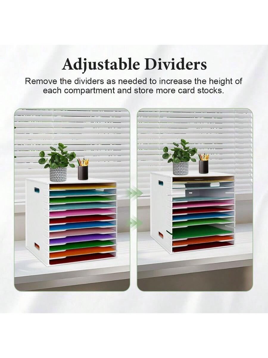 SANFURNEY Scrapbook Paper Organizer For Sizes 12 X 12 12 Slots File Sorter Storage Document Holder Desktop Scrapbook Paper Organizer Rack For Home Office School White 12 Slots - Standard Size