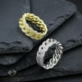 thumbnail image 2 of .925 Sterling Silver Gold Plated Miami Cuban Link Band Ring, Micro Pave Cubic Zirconia, Giorgio Bergamo Size 9, 2 of 5