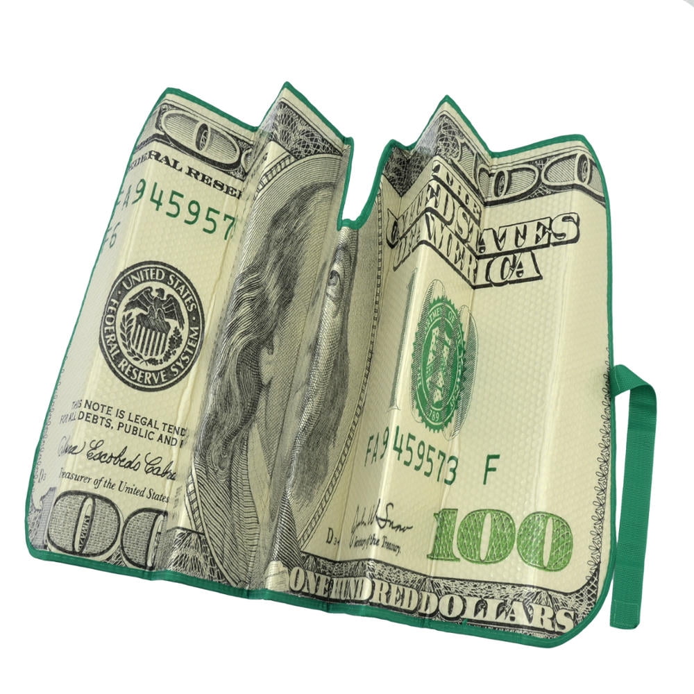 Hundred Dollar Bill Auto Sun Shade for Car SUV Truck - Bubble Foil Jumbo Folding Accordion AS-767