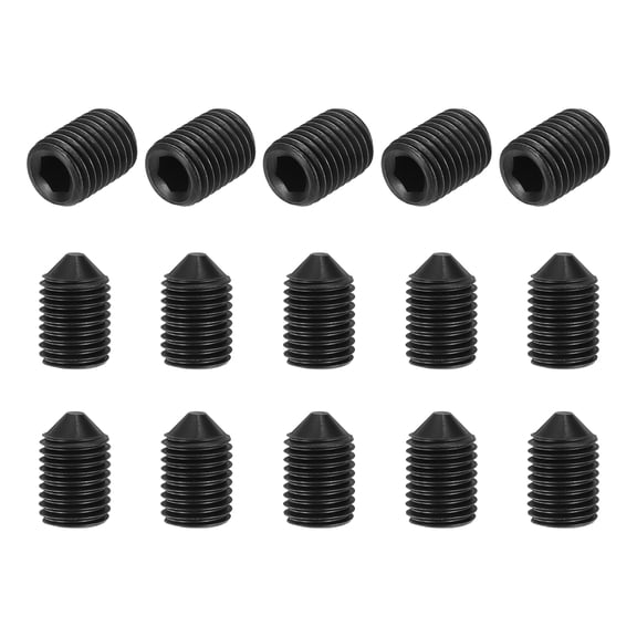 15 Pcs M16x25mm Set Screws, Carbon Steel Cone Point Hex Socket Grub Screw