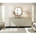 thumbnail image 2 of WAMPAT Dressers with 12 Drawers for Bedroom, 2-in-1 Wooden Chest of Drawers, Modern Closet Storage Organizer with Solid Wood Legs for Living Room, Hallway, Nursery, 94.4x15.4x32.4, Beige Linen Finish, 2 of 7