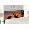 thumbnail image 2 of Antlers Headboard, Black Deer on Sky Background West Coast South Island New Zealand Nature, Upholstered Decorative Metal Bed Headboard with Memory Foam, Full Size, Seal Brown Marigold, by Ambesonne, 2 of 4