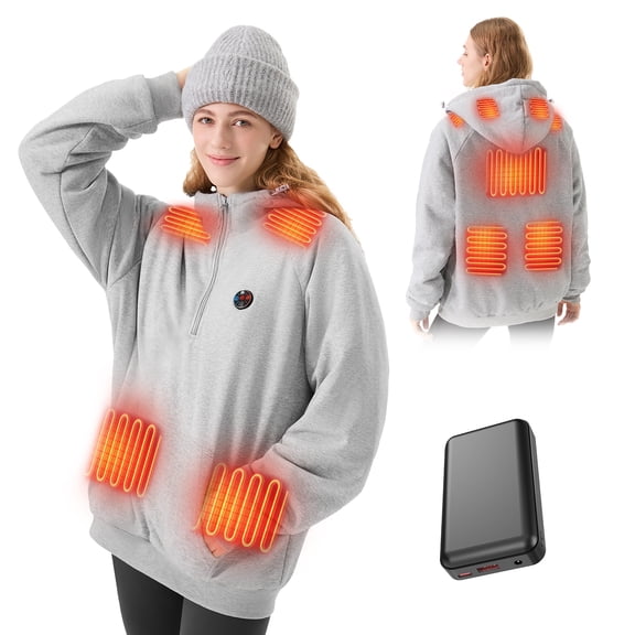 Dr.Prepare Heated Hoodie Unisex with 16000mAh Power Bank（Gray)