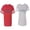 Men Red / Women Heather, variant on Better Together Unisex Couple Matching Cotton Jersey style T-Shirt Contrasting stripes on sleeves (Men Red / Women Black) (Men S / Women S)