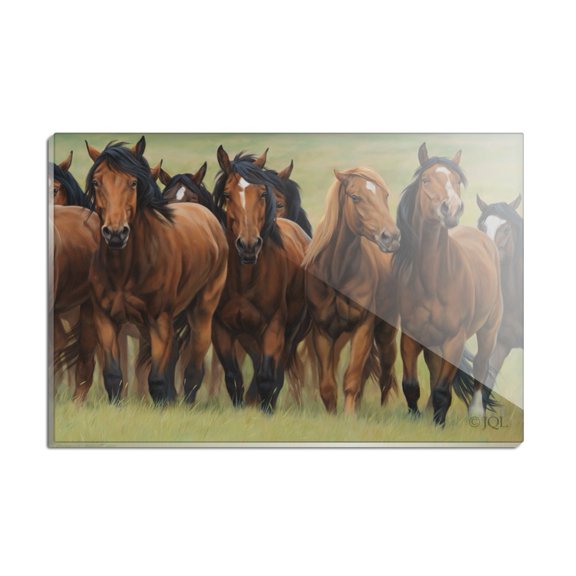 Horses on the Prairie Pecking Order Rectangle Acrylic Fridge Refrigerator Magnet
