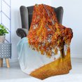 thumbnail image 4 of Fall Soft Flannel Fleece Throw Blanket, Lonely and Oak Tree Grass Bushes Field Serene Rural Scenery, Cozy Plush for Indoor and Outdoor Use, 50" x 70", Orange Yellow Pale Blue, by Ambesonne, 4 of 5