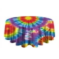 thumbnail image 5 of Rainbow Tie Dye Mandala Pattern Round Tablecloth 60"x60",Wrinkle Wipeable Table Cloth for Kitchen Dining Room Picnic Patio Party, 5 of 6