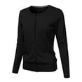 thumbnail image 2 of Baberdicy Cardigan for Women Women's Round Neck Cardigan Knitted Long Sleeved Large Yards Loose Solid Color Short Sweater Jacket Cardigan Cardigan Sweaters for Women Black L, 2 of 4