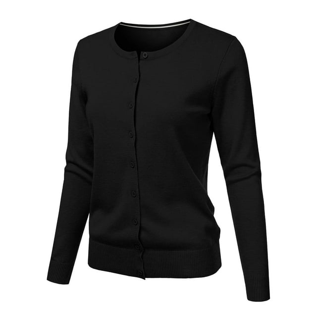 Cardigan Court à Col Rond, Chandail Court Grande Taille, Haut Tricoté Décontracté Noir TTG, Manteau
