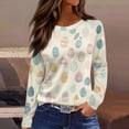 thumbnail image 2 of Lumtrix Easter Shirts For Women Holiday Shirtsbunny Graphic Long Sleeve Tops Casual Eggs Print Blouses Khaki 2XL, 2 of 7