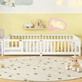 thumbnail image 5 of Aukfa Queen Size Floor Bed for Kids, Girls, Boys, Wood Montessori Bed Frame with Safety Guardrails and Door, White, 5 of 8