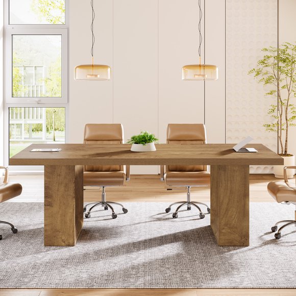 Tribesigns 63-inch Conference Table for 4-6, Large Rectangular Meeting Table Business Workstation for Office Conference Room, Brown