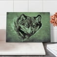 thumbnail image 2 of Tattoo Cutting Board, Head of Wolf the Fierce Warrior Big Dog of the Forest Winter Season Theme Image, Decorative Tempered Glass Cutting and Serving Board, Small Size, White and Black, by Ambesonne, 2 of 5