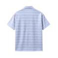 thumbnail image 5 of Mens Polo Shirts Summer Short Sleeve Striped Casual Golf Shirts Collared Button T Shirt with Pocket Size M-4XL Blue, 5 of 5