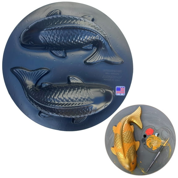 AUTUMN Fish Koi Garden Decor Mold, Concrete Cement Mold, Fish for Garden Figure, DIY Outdoor Decor, Koi Statue for Garden. One Mold - 2 Fish