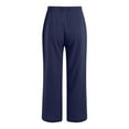 thumbnail image 5 of GEWSEY Women's Summer High Waisted Baggy Pants Casual Below Ankle Length Trouser Slacks with Pockets (Navy, XL), 5 of 5