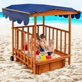 thumbnail image 4 of Costway Arenero para Niños con Casa de Juegos Toldo Ruedas Traseras Barandillas de Seguridad para Patio Playa al Aire Libre, 4 of 9
