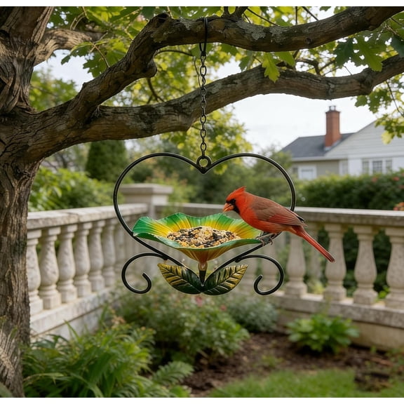 Hanging Bird Bath Hanging Bird-Feeder,Outdoor Metal Bird Feeder,Bird Bath with Chains, Hanging Bird Feeders for Outdoors for Garden Yard Decor(xw)