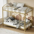 thumbnail image 4 of Metal Bunk Bed Twin Over Twin, Heavy Duty Bunkbeds Frame with Arched Guardrail and Safety Ladder, Sturdy Steel Bed , Space-Saving, No Box Spring Needed, Gold, 4 of 7